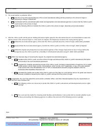 Form JV-538 Findings and Orders Regarding Transfer From School of Origin - California, Page 2