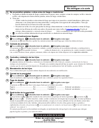 Formulario DV-110 S Orden De Restriccion Temporal - California (Spanish), Page 3