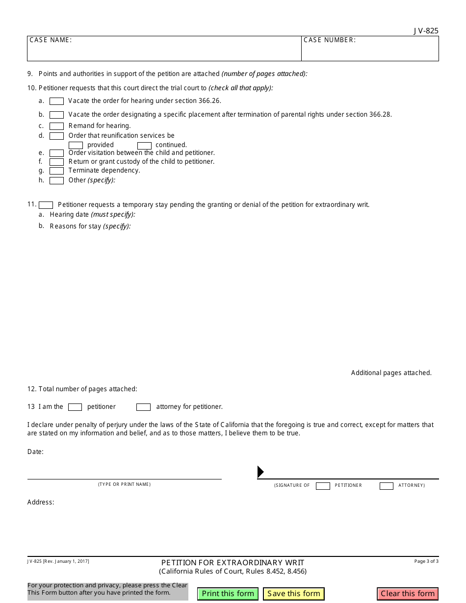 Form JV-825 - Fill Out, Sign Online and Download Fillable PDF ...