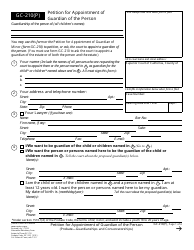 Document preview: Form GC-210(P) Petition for Appointment of Guardian of the Person - California