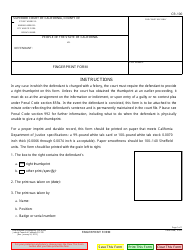 Document preview: Form CR-100 Fingerprint Form - California