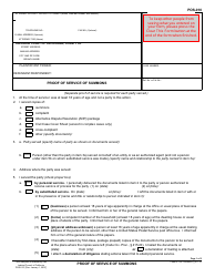 Form POS-010 &quot;Proof of Service of Summons&quot; - California