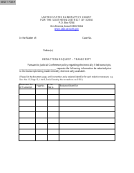 Document preview: Transcript Redaction Request Form - Iowa