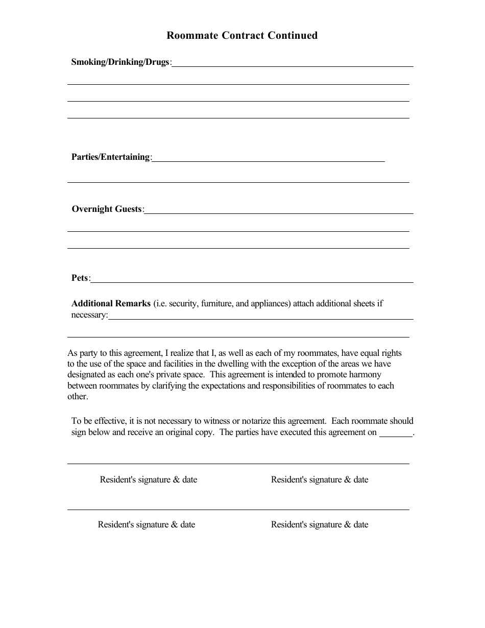 Roommate Contract Template - Iowa, Page 3