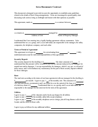 Document preview: Roommate Contract Template - Iowa