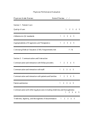Document preview: Physician Performance Evaluation Form