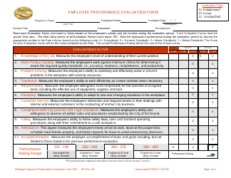 Document preview: Performance Evaluation Form - City of Richmond, Virginia