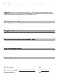 Professional / Technical Performance Evaluation Form, Page 2