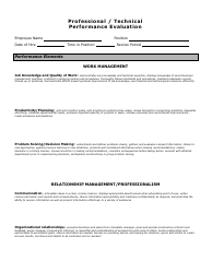Document preview: Professional / Technical Performance Evaluation Form
