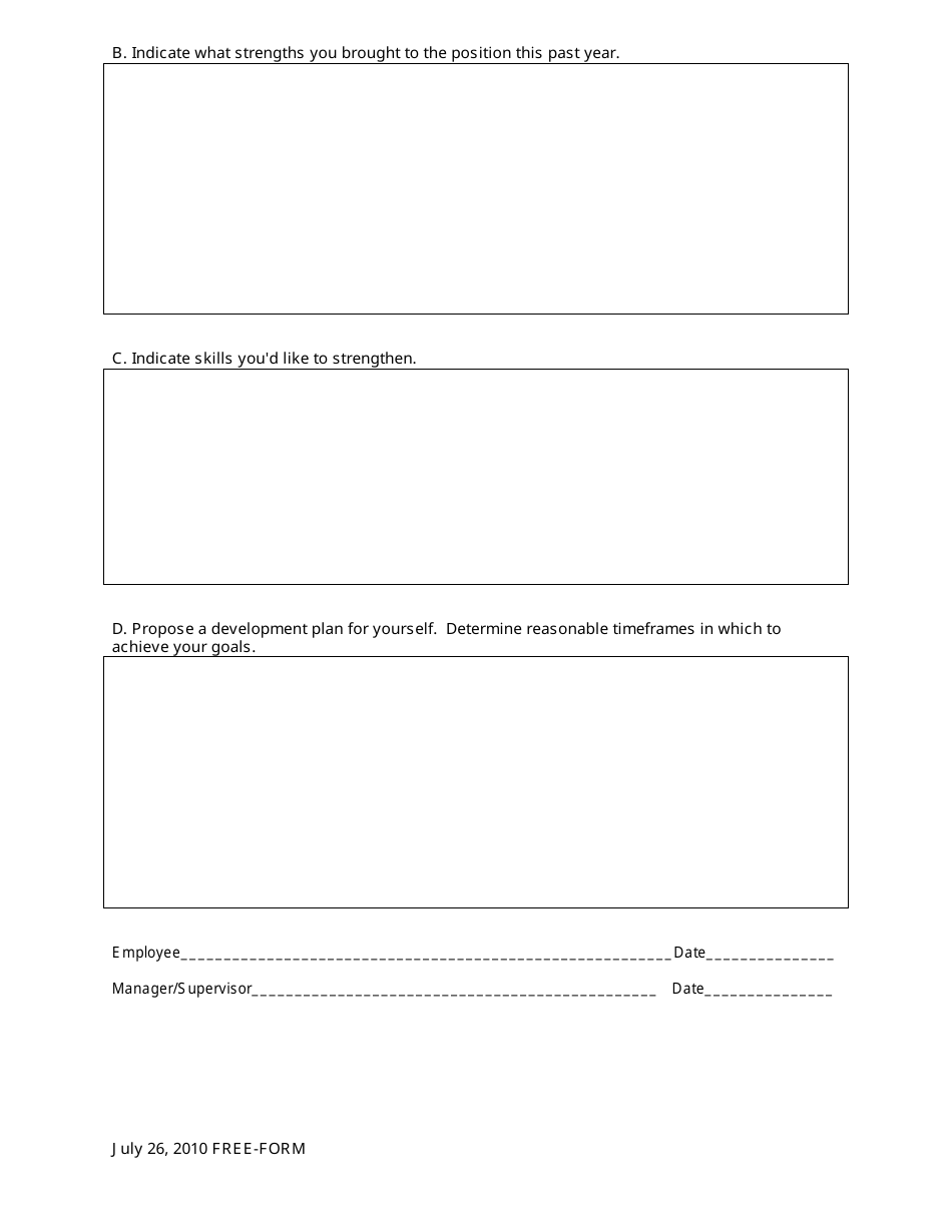 Self-evaluation Form for Exempt Personnel, Page 3
