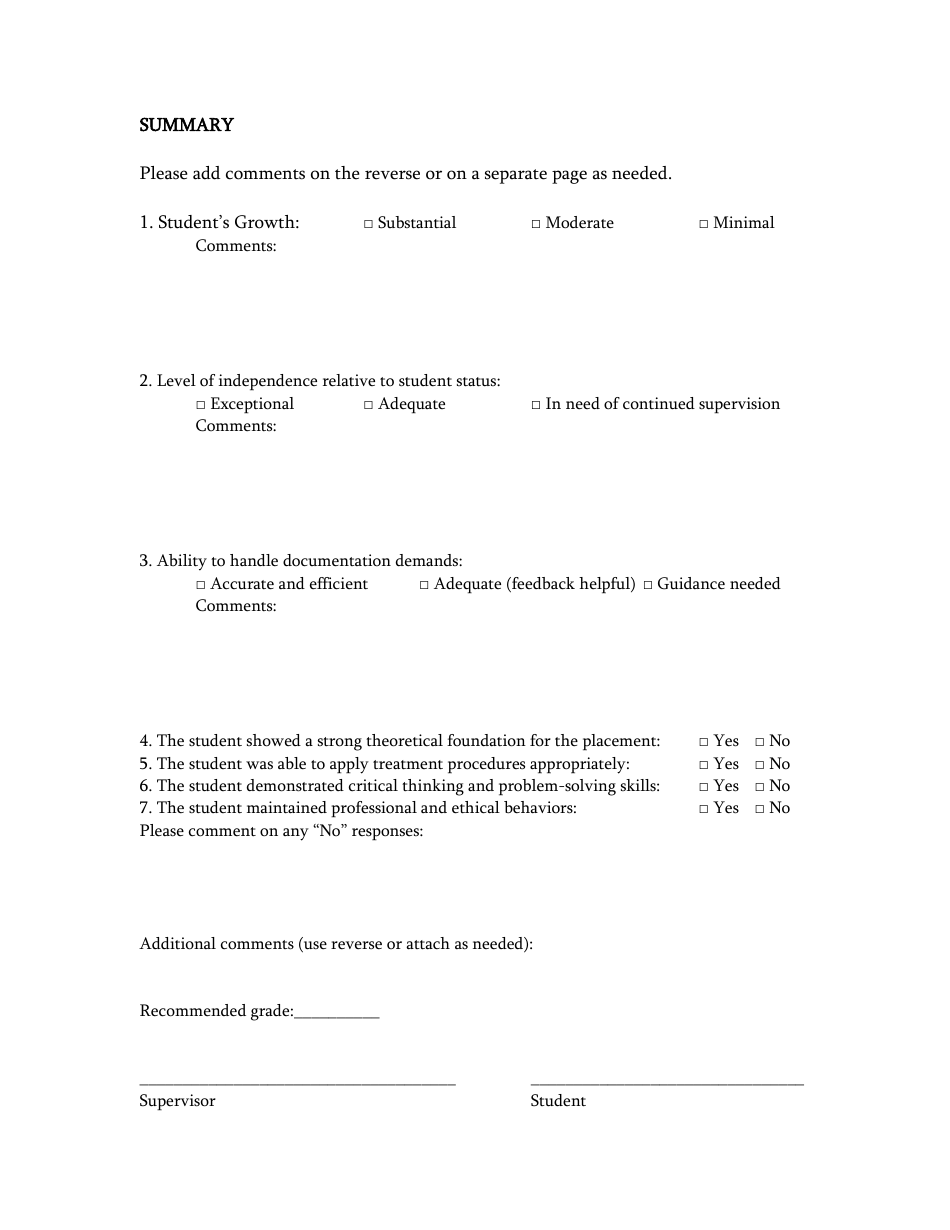 Graduate Student Extern Evaluation Form, Page 2