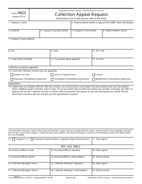 IRS Form 9423  Printable Pdf