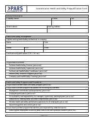 Subcontractor Health and Safety Prequalification Form - Pars Environmental