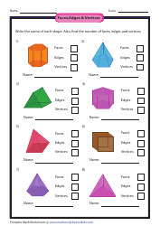 Faces, Edges &amp; Vertices Worksheet With Answers