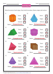Faces, Edges &amp; Vertices Worksheet With Answers, Page 2