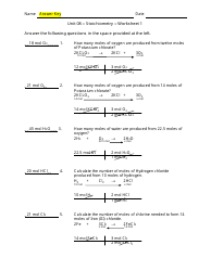 stoichiometry worksheet with answer key