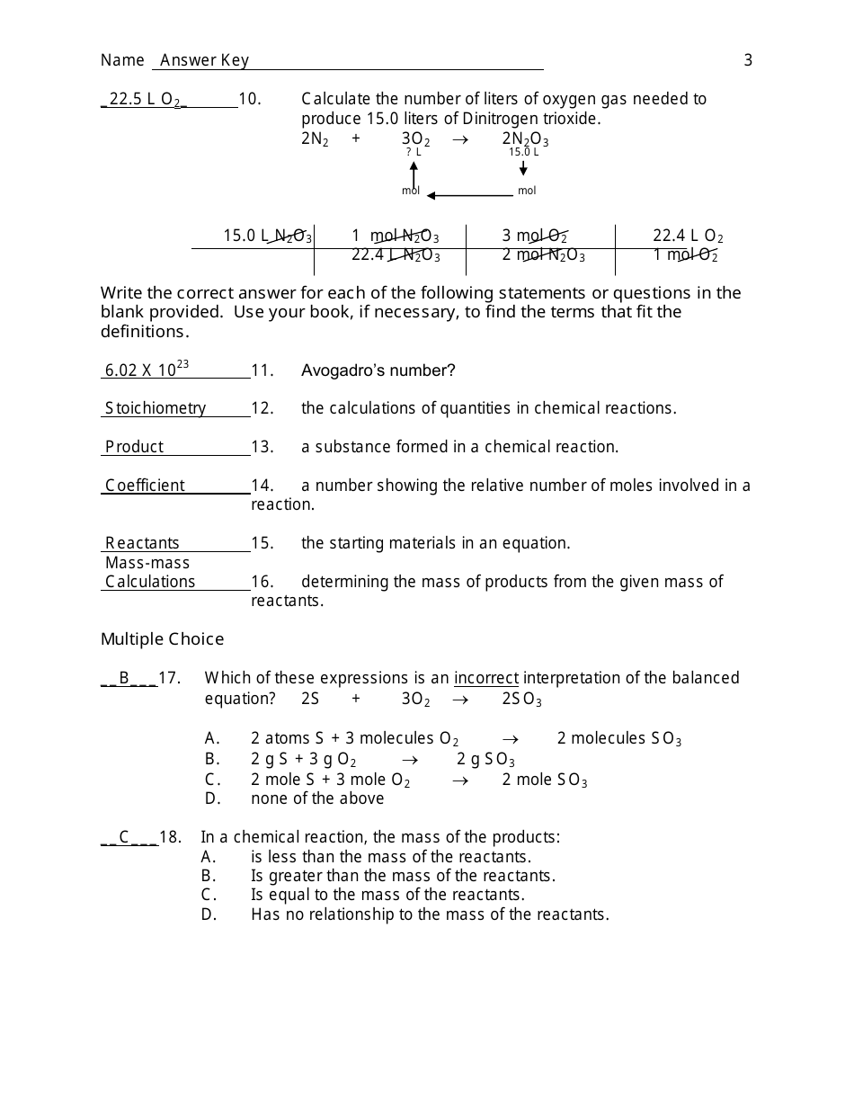 Unit 08 - Stoichiometry - Worksheet 1 With Answer Key Download ...