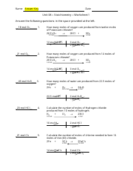 Document preview: Unit 08 - Stoichiometry - Worksheet 1 With Answer Key