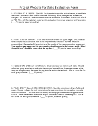 Project Website Portfolio Evaluation Form, Page 2