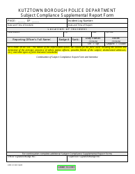Use of Force Report Form - Kutztown borough, Pennsylvania, Page 2