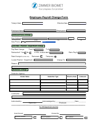 Document preview: Employee Payroll Change Form - Zimmer Biomet