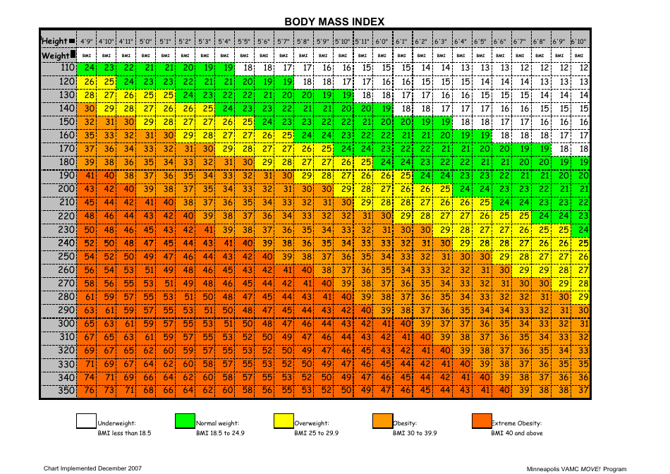 Body Mass Index Chart Minneapolis Vamc Move Program Download 