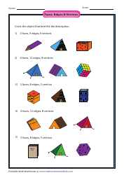 &quot;Faces, Edges &amp; Vertices Worksheet With Answer Key&quot;