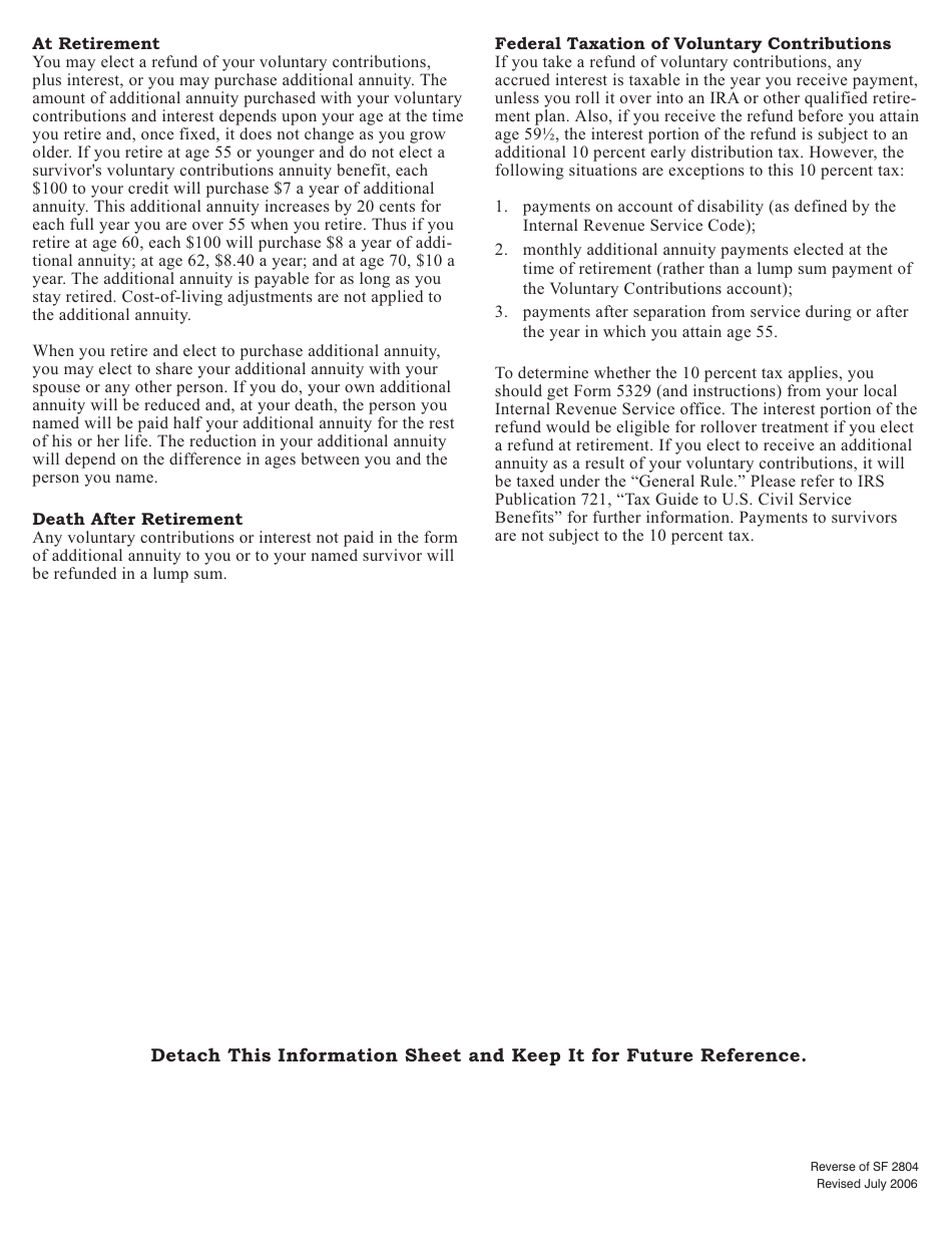 OPM Form SF2804 Application to Make Voluntary Contributions, Page 3