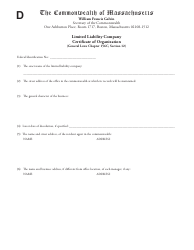 Document preview: Limited Liability Company Certificate of Organization - Massachusetts