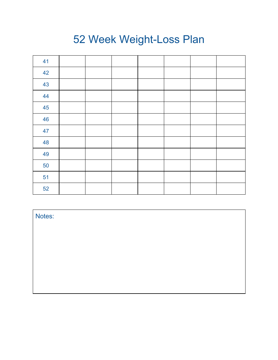 52-week Weight Loss Plan Template, Page 3