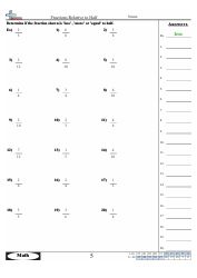 Fractions Relative to Half Worksheet With Answer Key