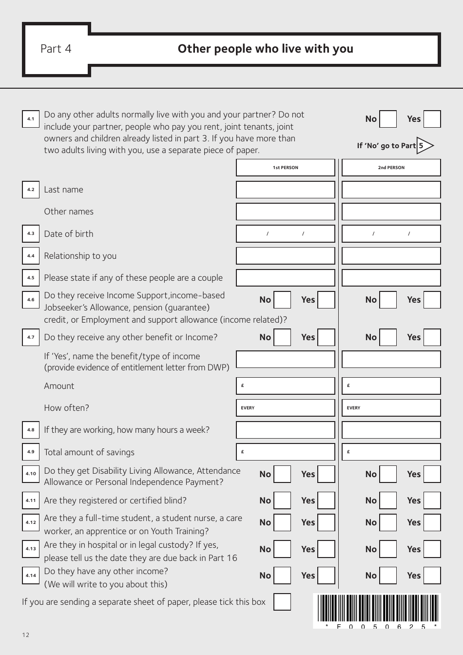 Application Form for Housing Benefit (Including Local Housing Allowance) and / or Council Tax Support (Including Second Adult Discount) - Islington, Greater London, United Kingdom, Page 14