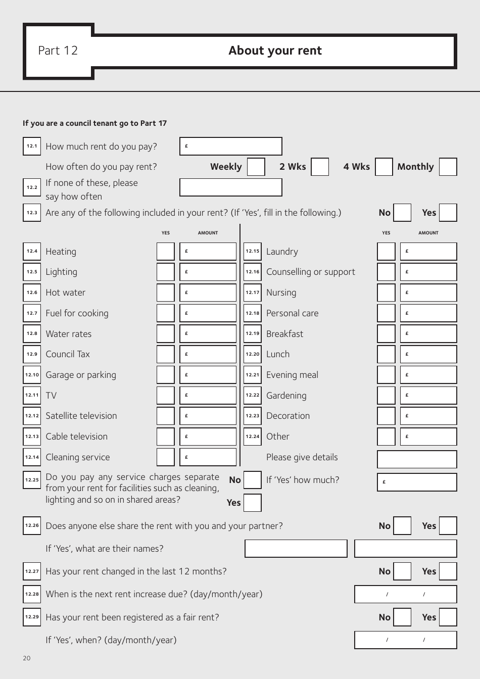 Application Form for Housing Benefit (Including Local Housing Allowance) and / or Council Tax Support (Including Second Adult Discount) - Islington, Greater London, United Kingdom, Page 22