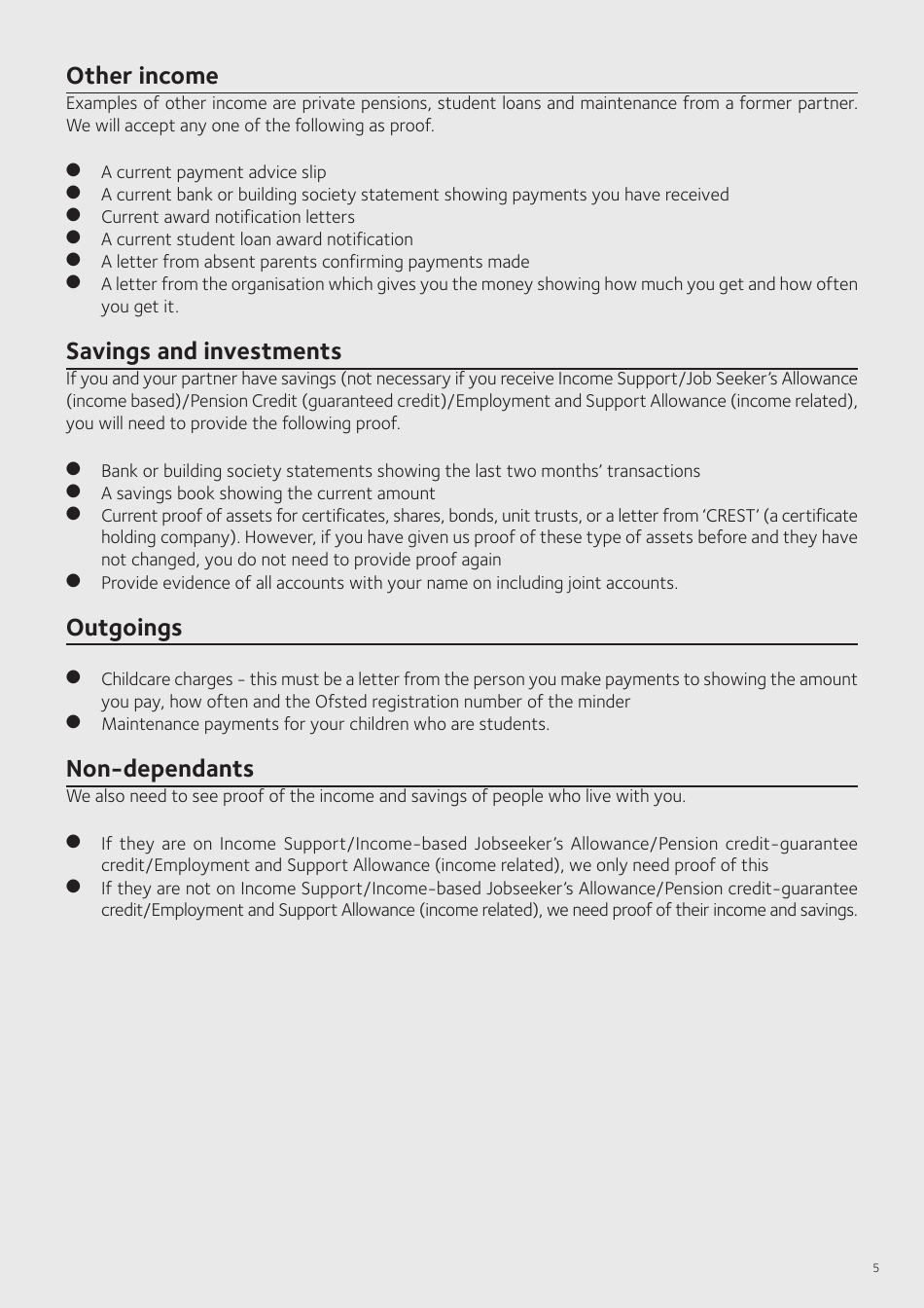 Application Form for Housing Benefit (Including Local Housing Allowance) and / or Council Tax Support (Including Second Adult Discount) - Islington, Greater London, United Kingdom, Page 7