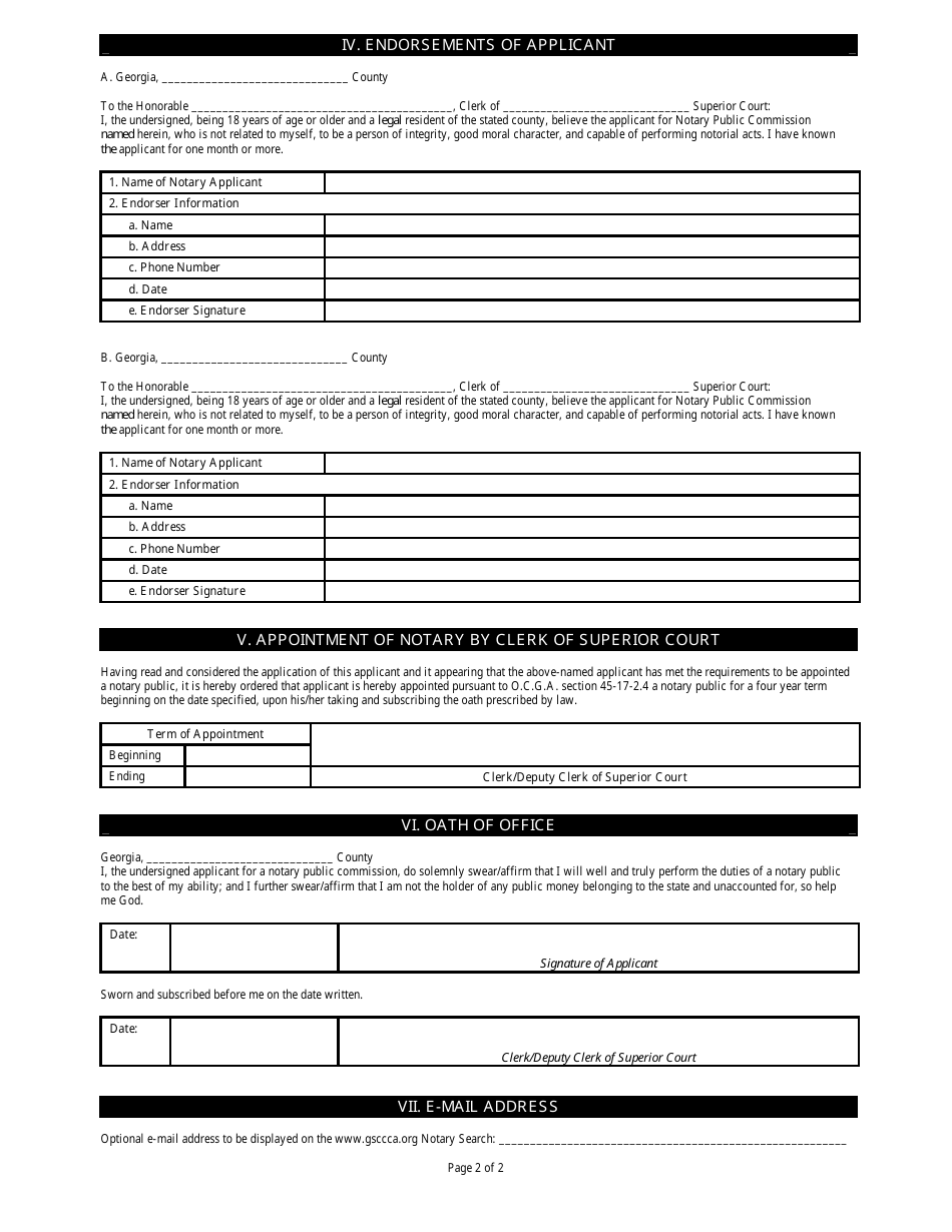 (United States) Application for Notary Public Commission Fill