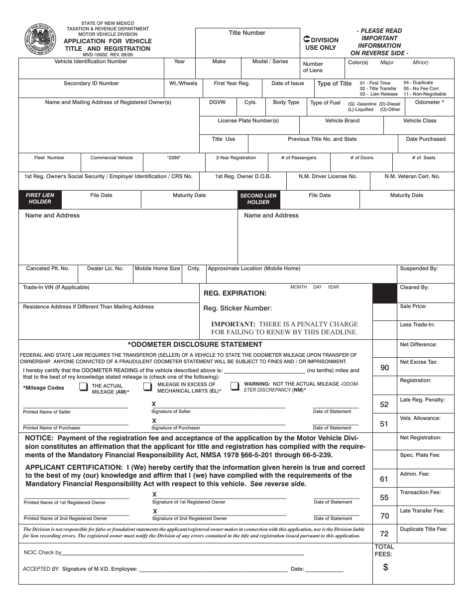 Nm Fillable Form Mvd 10002 Printable Forms Free Online