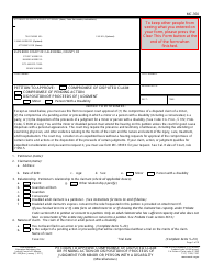 Document preview: Form MC-350 Petition to Approve Compromise of Disputed Claim or Pending Action or Disposition of Proceeds of Judgment for Minor or Person With a Disability - California