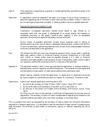 Form 902 Renewal Application of a Trade or Service Mark - Texas, Page 2