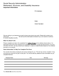 Form SSA-821-bk Work Activity Report - Employee
