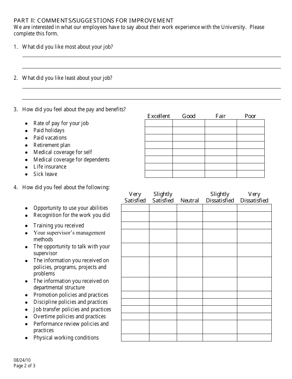 Employee Exit Interview Form - Different Points - Fill Out, Sign Online ...