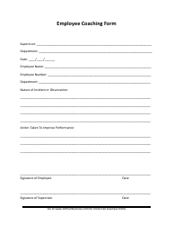 Document preview: Employee Coaching Form