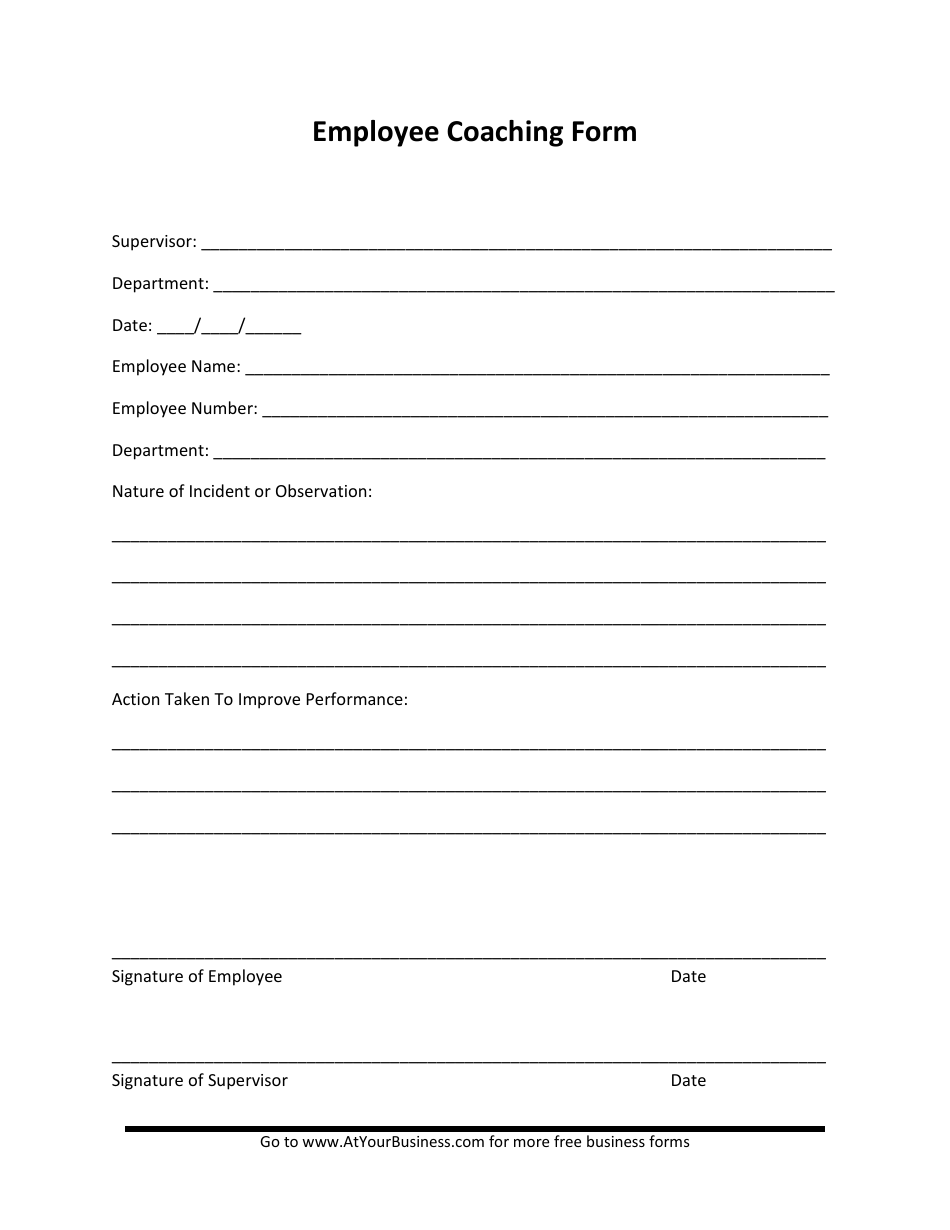 Employee Coaching Form Download Printable PDF Templateroller