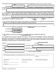 Application for Renewal of Trademark or Service Mark Registration - Wyoming, Page 2