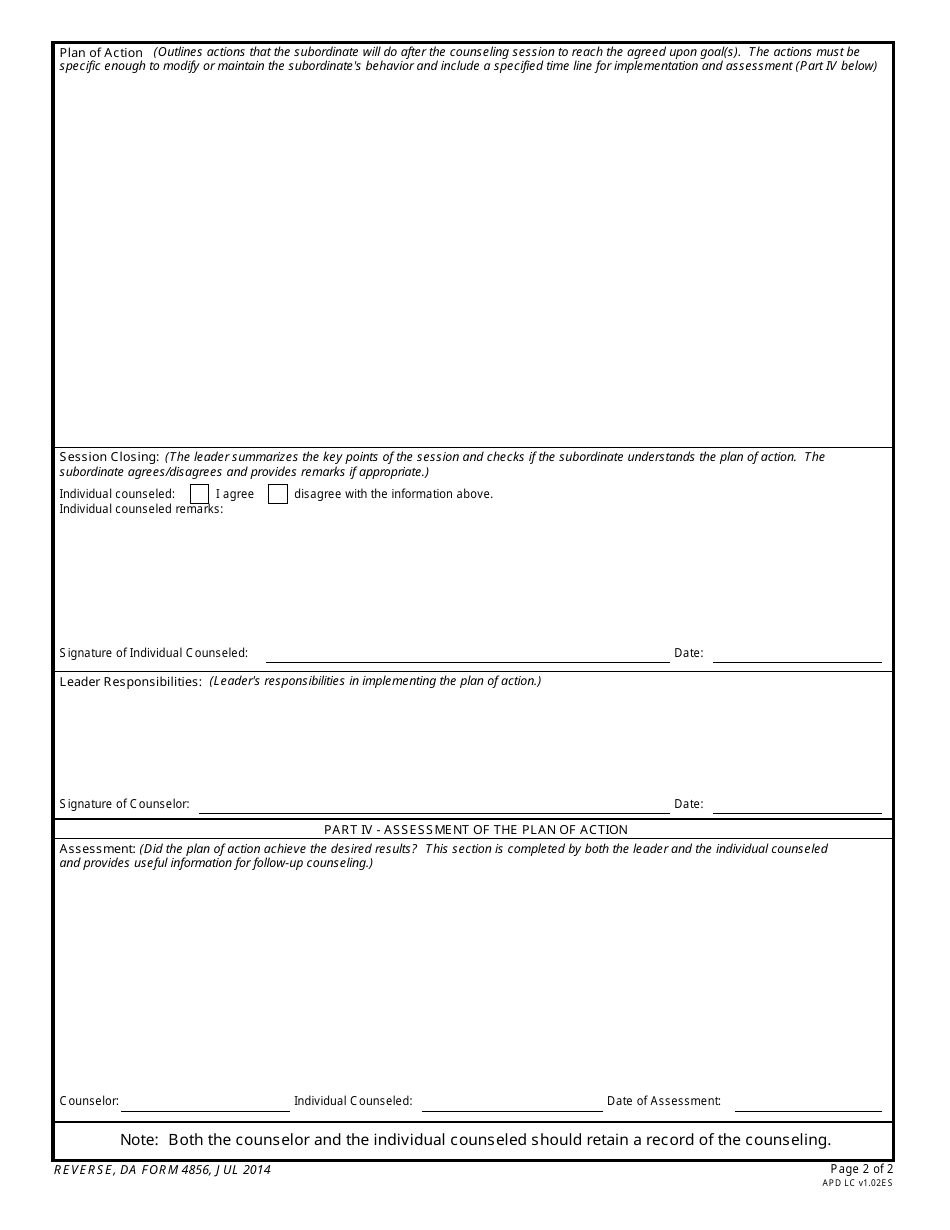 DA Form 4856 - Fill Out, Sign Online and Download Fillable PDF ...