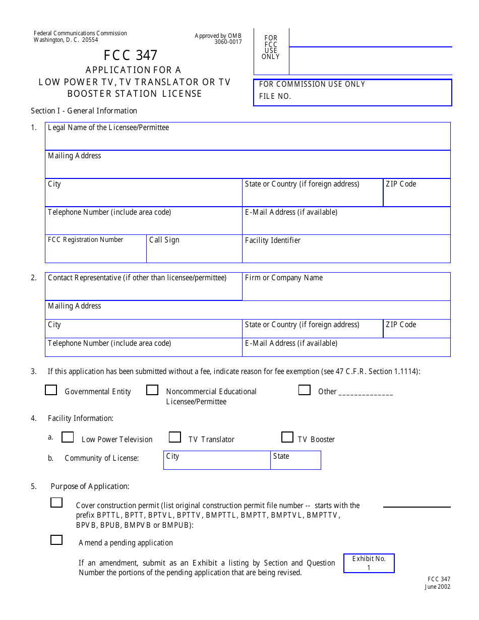 FCC Form 347 Application for a Low Power Tv, Tv Translator or Tv Booster Station License, Page 7