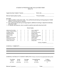 Student Apprenticeship Evaluation Form