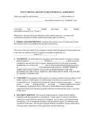 Document preview: Month to Month Rental Agreement Template - Twenty Eight Points - West Virginia