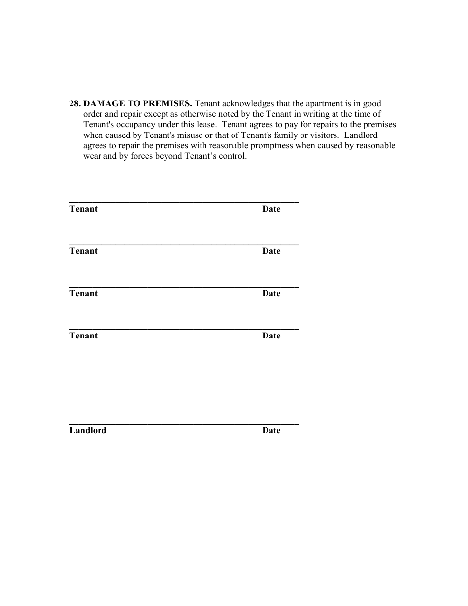 Month to Month Rental Agreement Template - Twenty Eight Points - West Virginia, Page 5