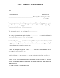 Month-To-Month Rental Agreement Template - Eleven Points