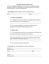 Document preview: Month-To-Month Lease Agreement Template - New Mexico